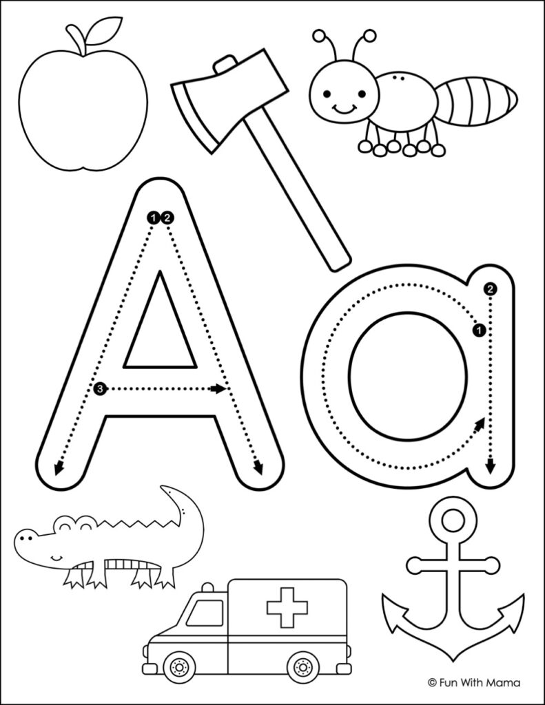 letter a pictures to color