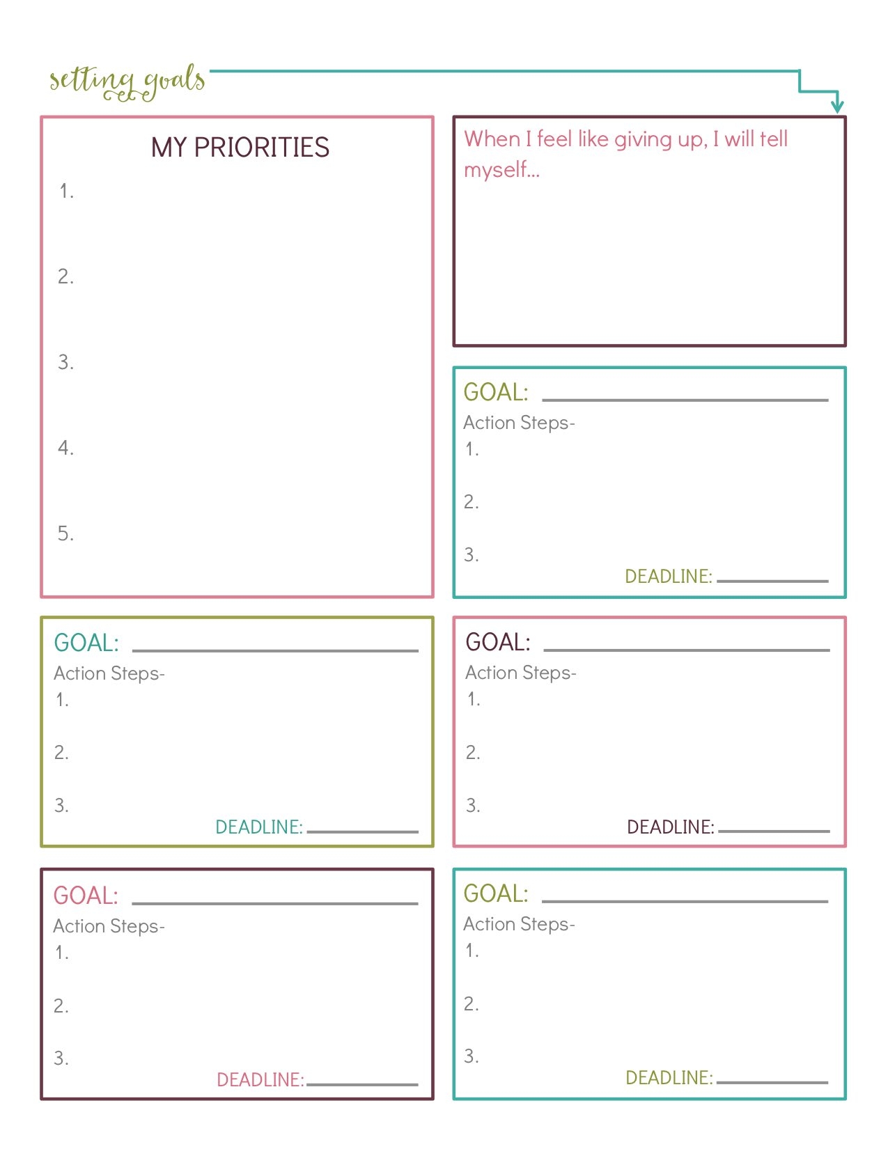 printable goal setting worksheet