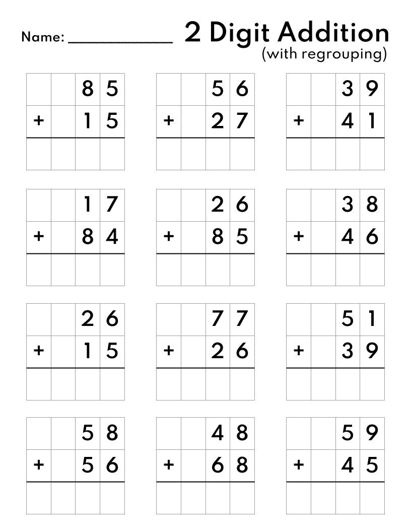 addition printable worksheets