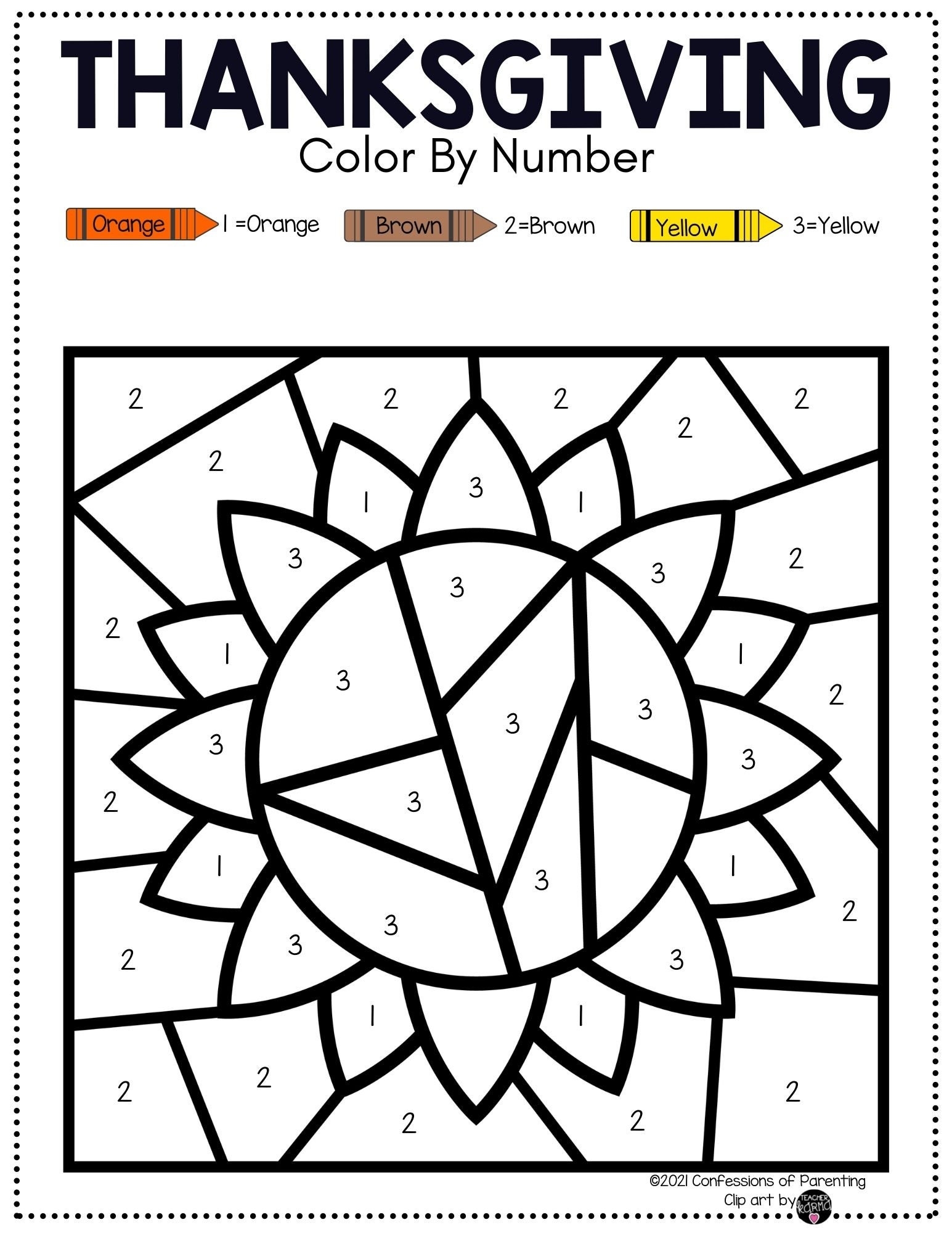 10 Thanksgiving Color By Number Sheets Printable Thanksgiving Color By Number Coloring Pages For Kids Printable Color By Number Sheets Etsy