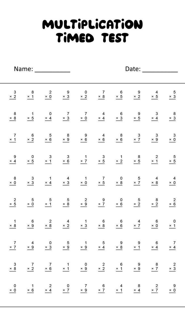 100 Problem Multiplication Timed Test Multiplication Worksheets Math Fact Worksheets Printable Multiplication Worksheets