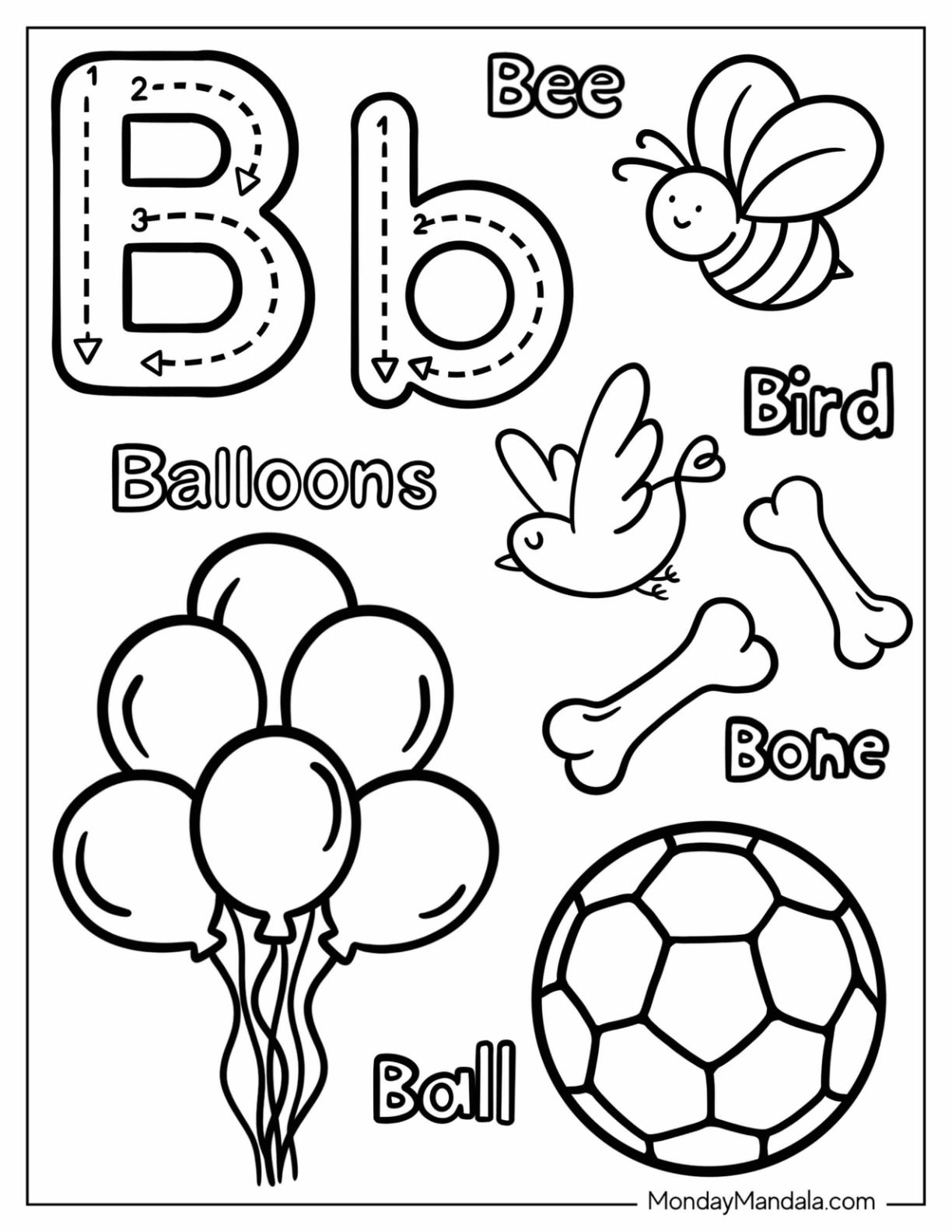 20 Plantillas De Colorear Letra B Imprimibles PDF Gratis 