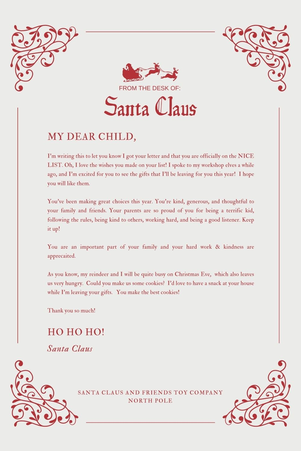 santa letters to kids