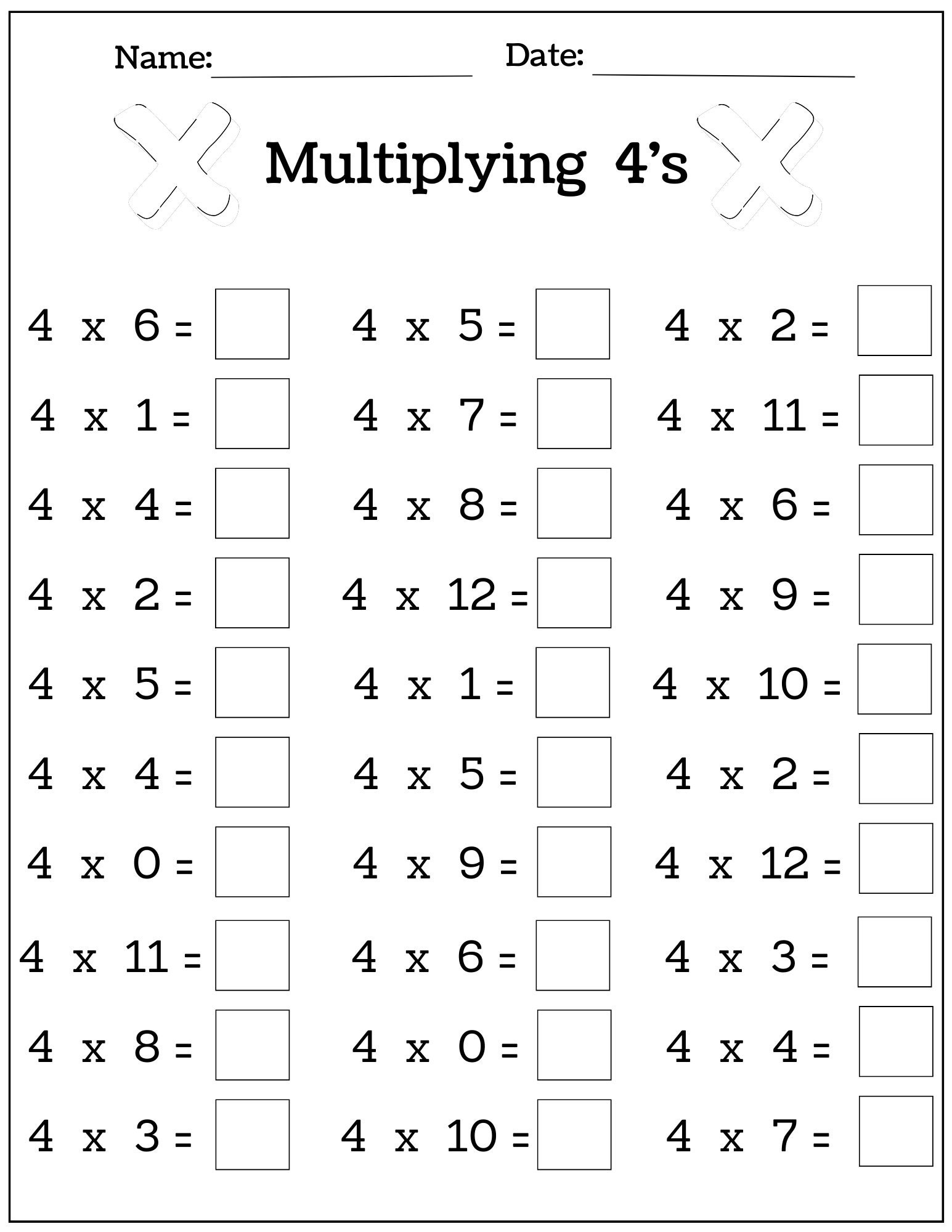 24 Printable Multiplication Worksheets Fill In The Blanks Single Digit Multiplication numbers 1 12 Etsy