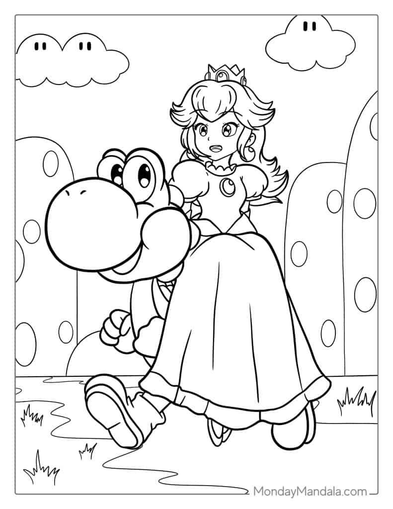 princess peach color pages