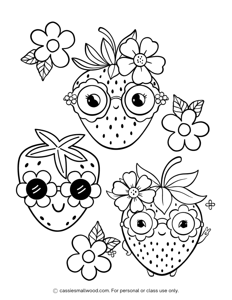 27 CUTE Strawberry Coloring Pages Cassie Smallwood