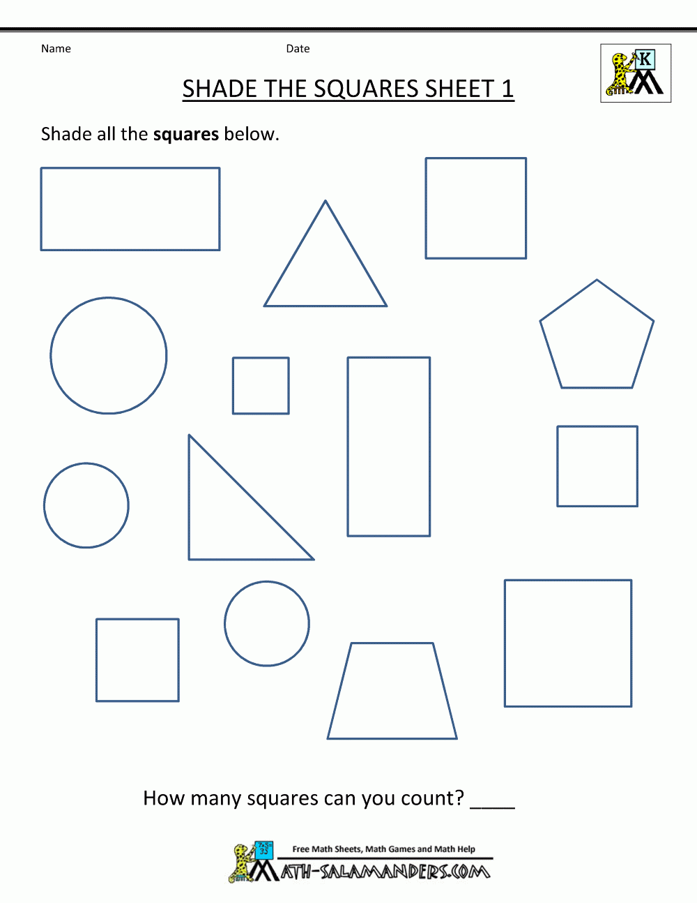 printable shapes worksheets