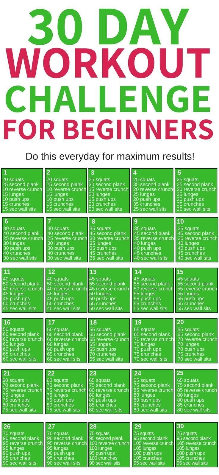 30 Day Workout Challenge For Beginners