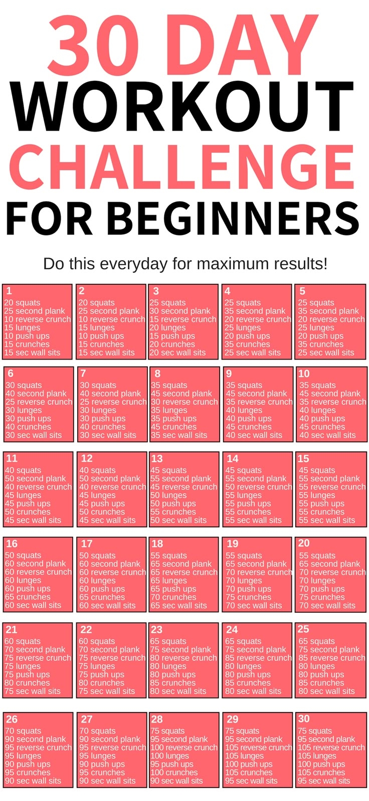 30 Day Workout Challenge For Beginners