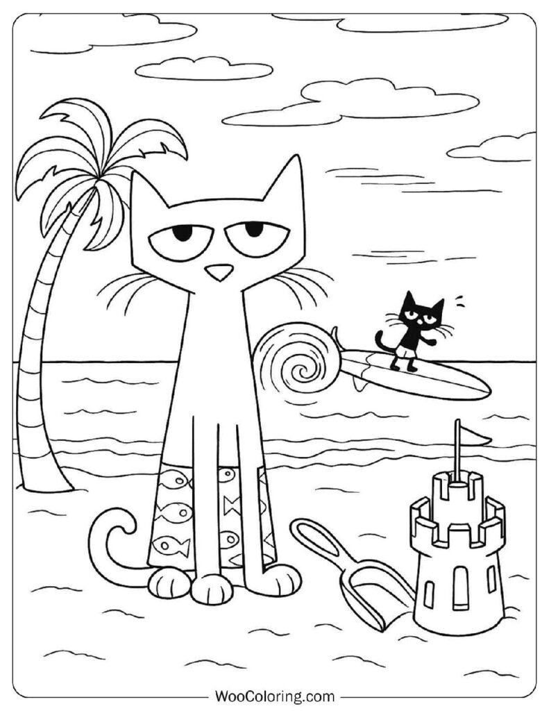 pete the cat coloring page