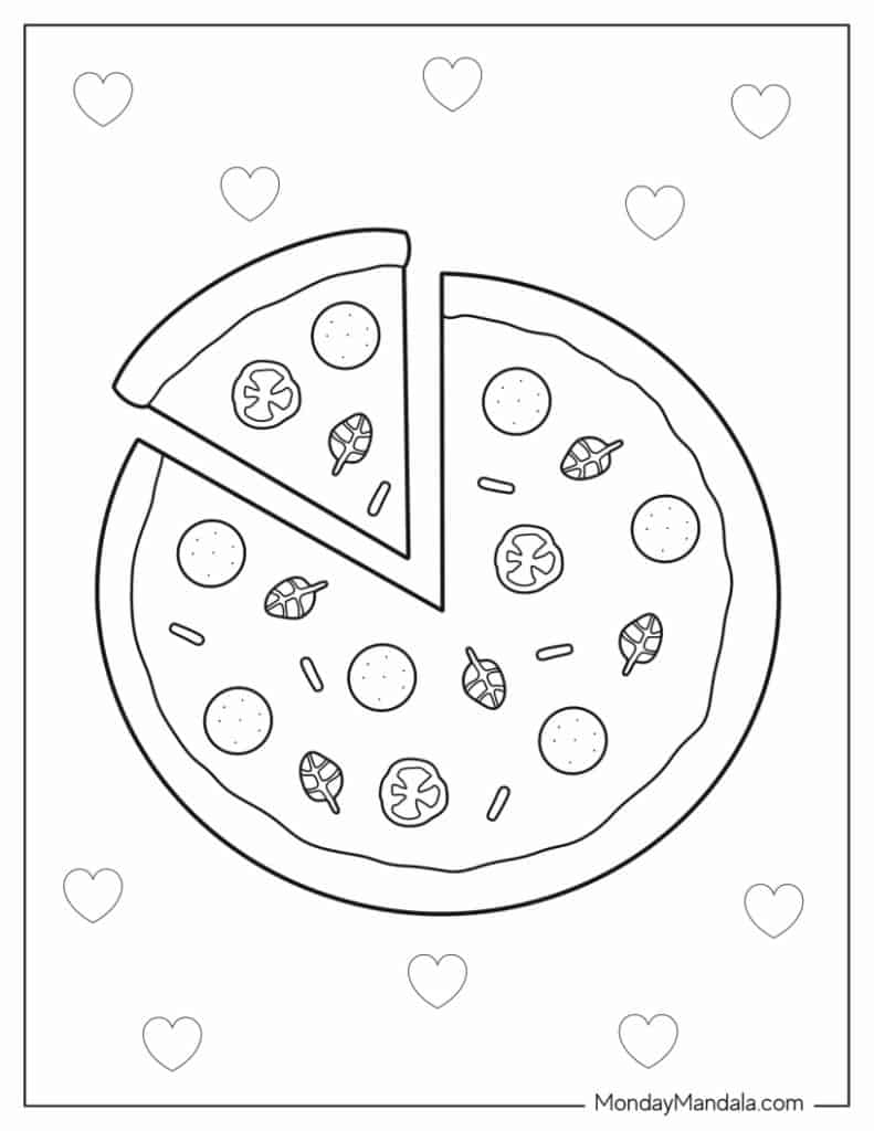 coloring pages of a pizza
