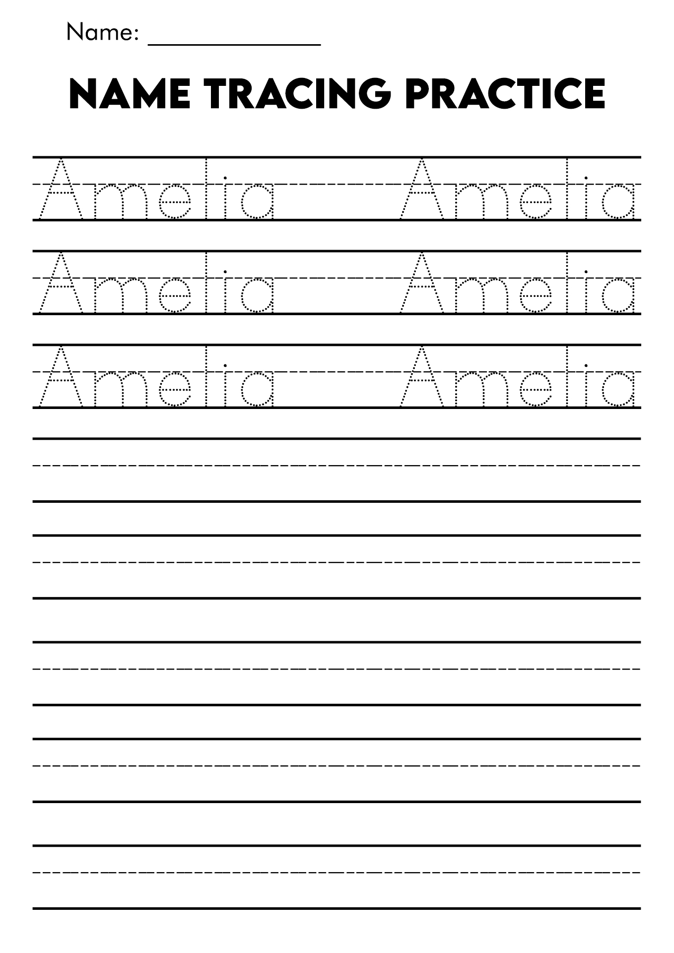 free name tracing worksheets for preschool