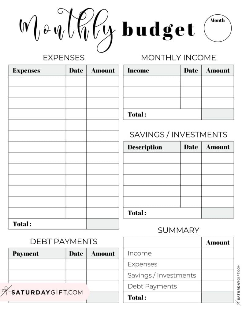 free printable budget sheets pdf