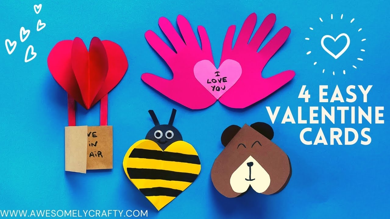4 Easy Valentine Cards For Kids Easy Valentine s Day Crafts For Kids YouTube