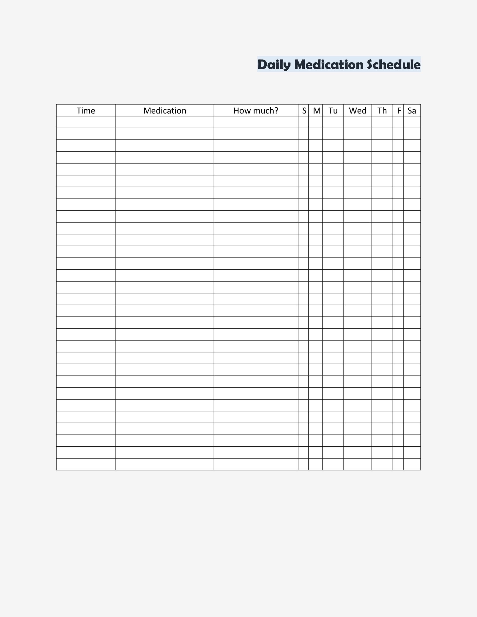 40 Great Medication Schedule Templates Medication Calendars 