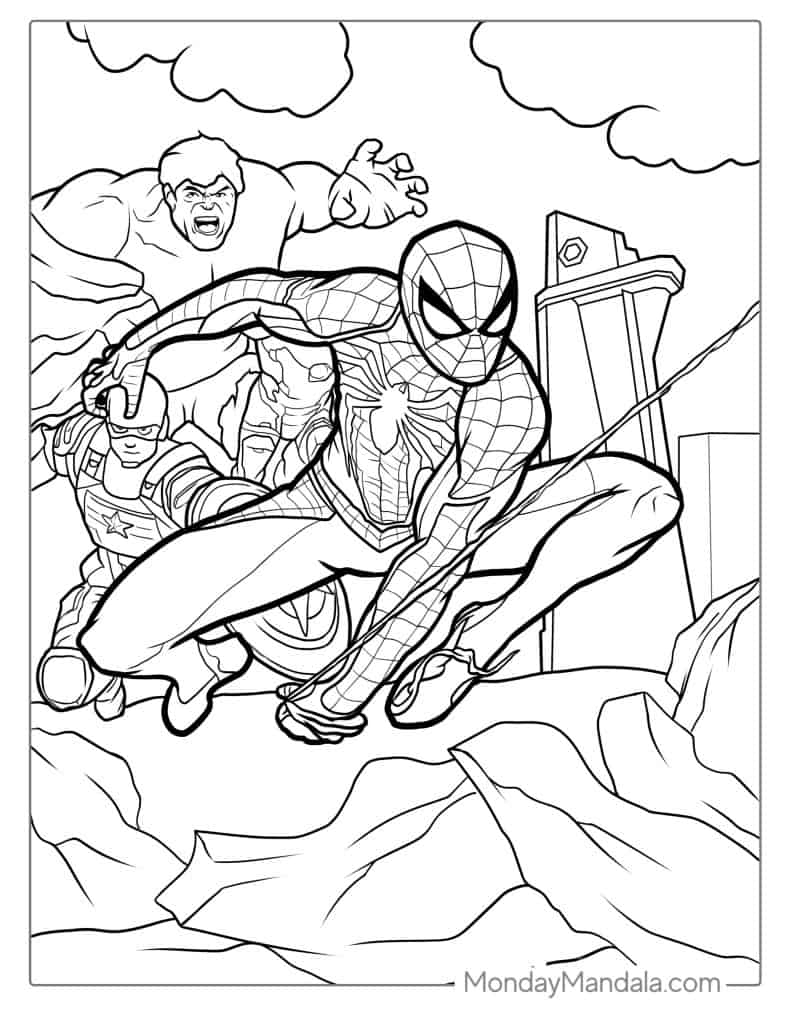 spiderman colouring in sheets