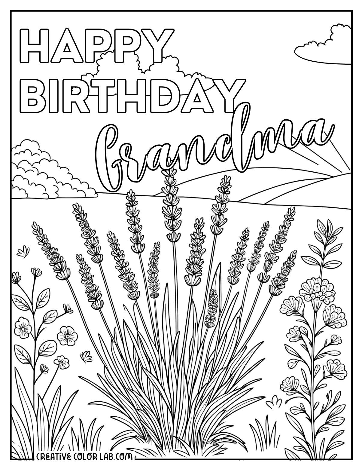 birthday card coloring page