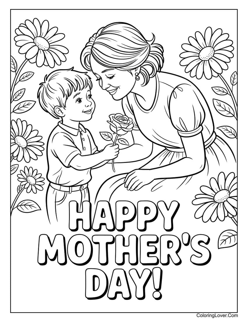 happy mothers day color page