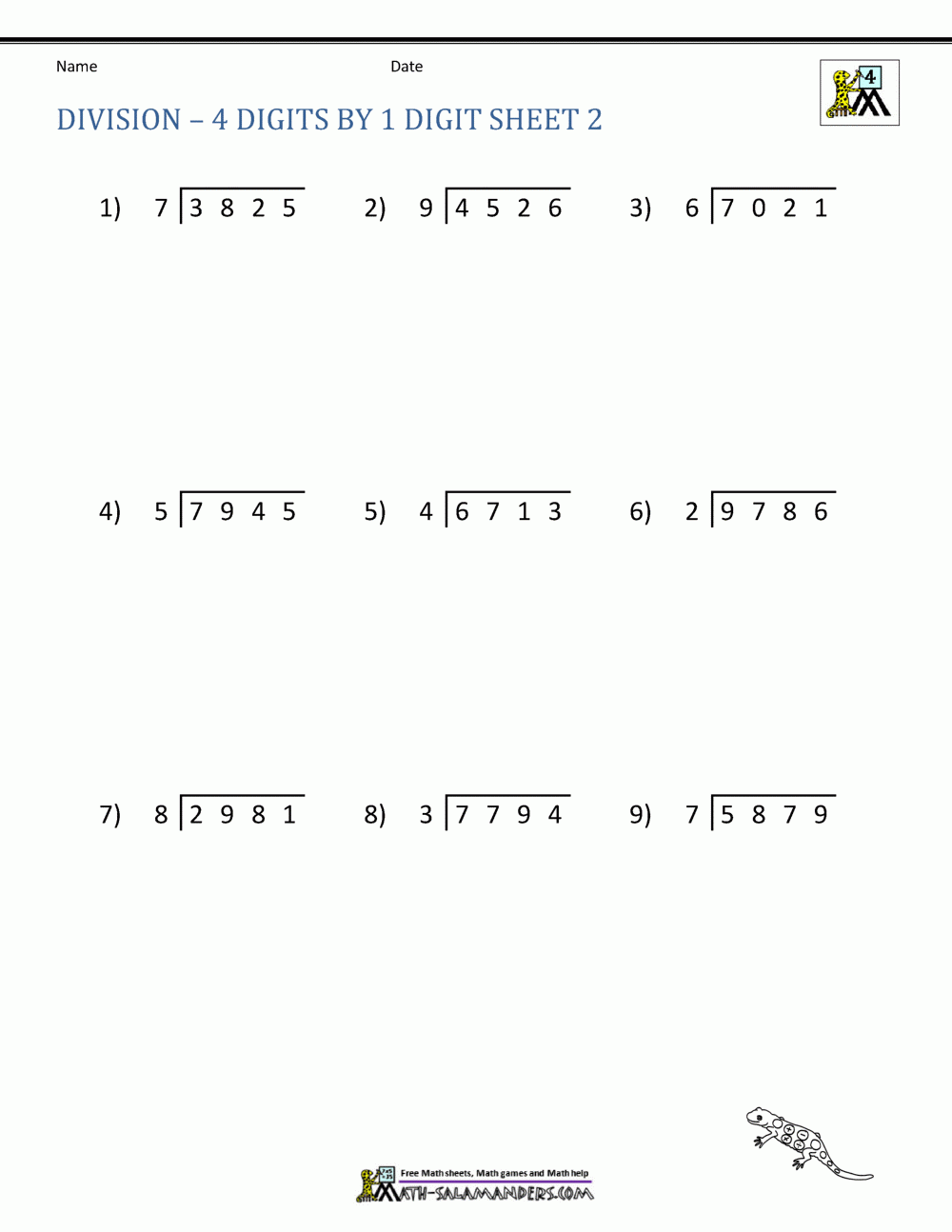 math division worksheets printable