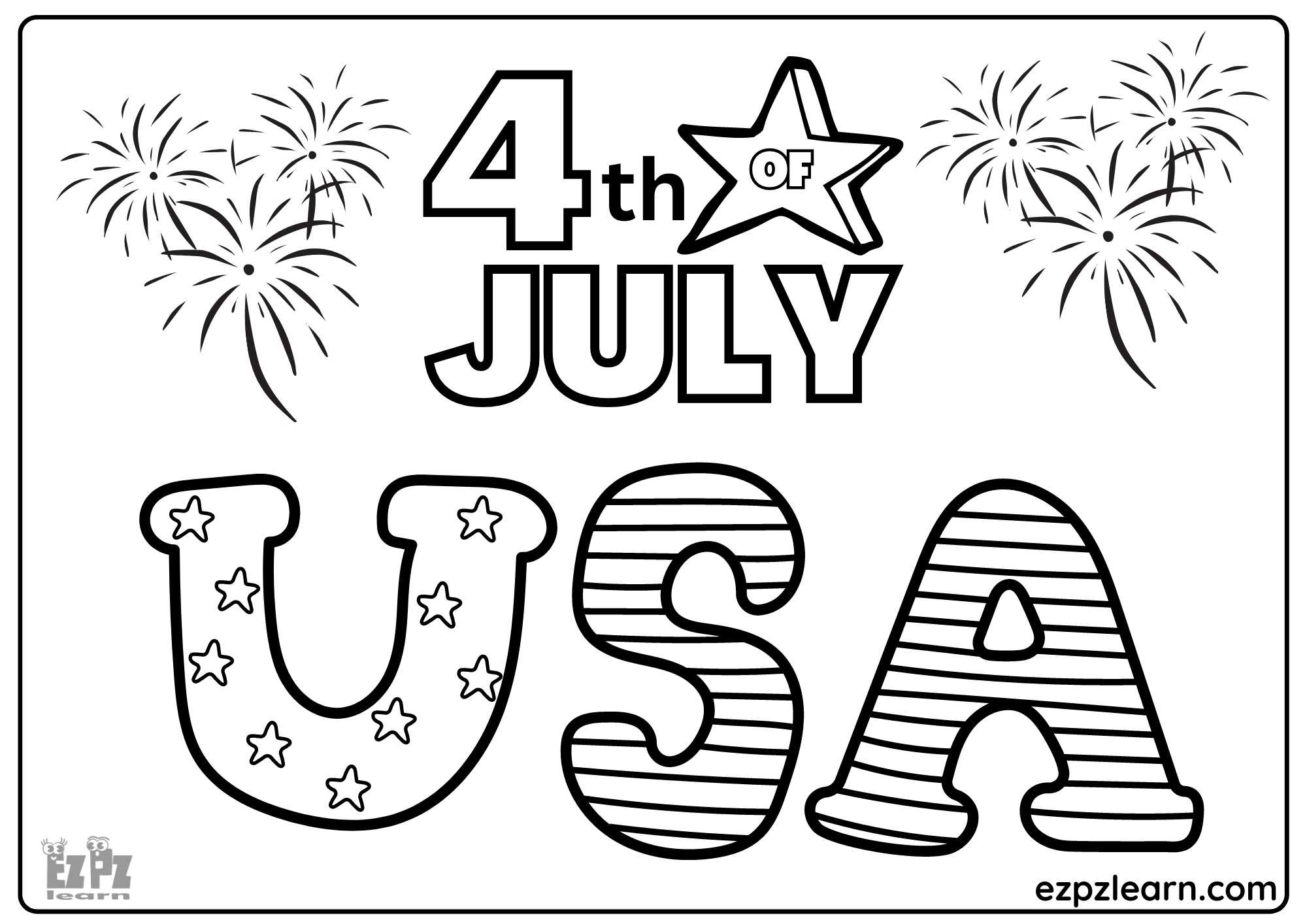 4th Of July Independence Day Coloring Page 4 Ezpzlearn