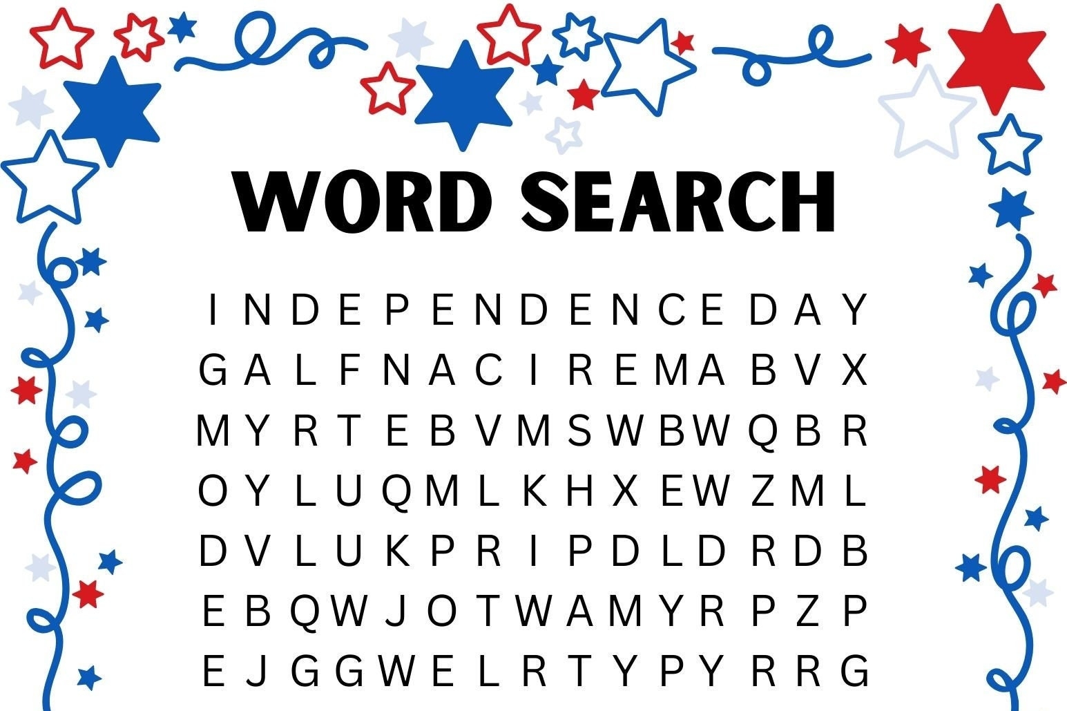 4th Of July Word Search Instant Download Etsy