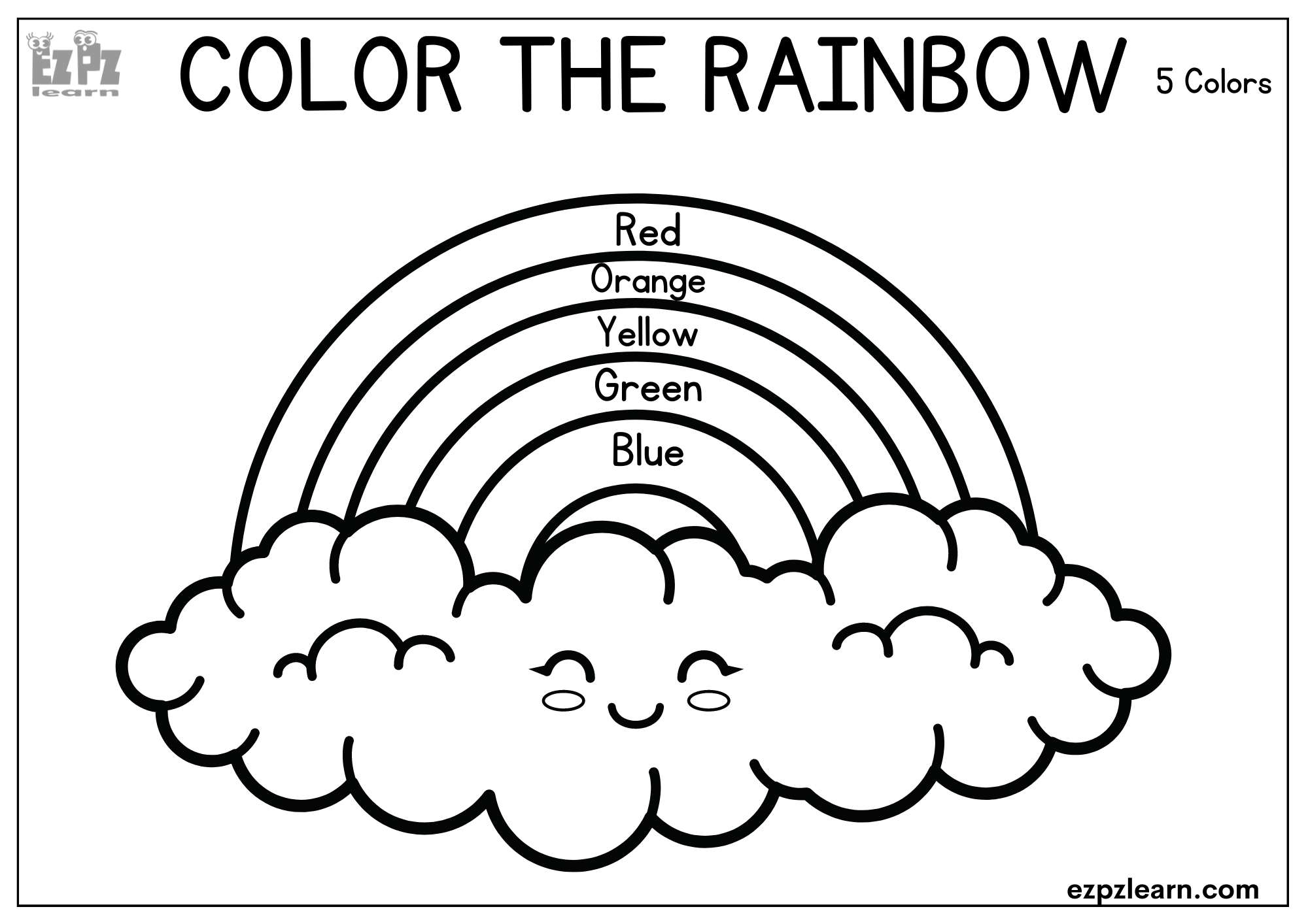 rainbow colouring in page
