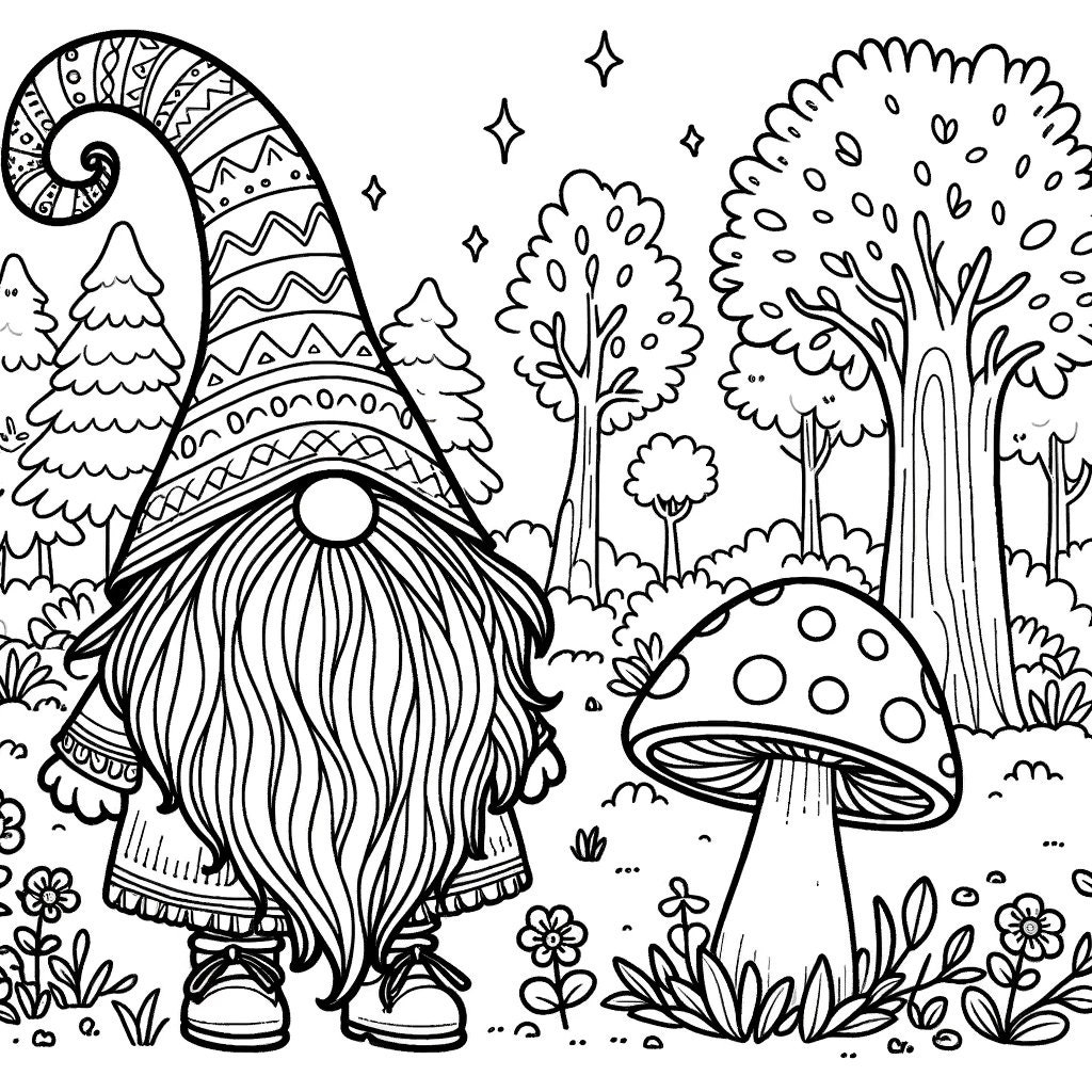 5 Gnome Coloring Pages Enchanted Gnome Coloring Page Fantasy Gnome Coloring Etsy UK