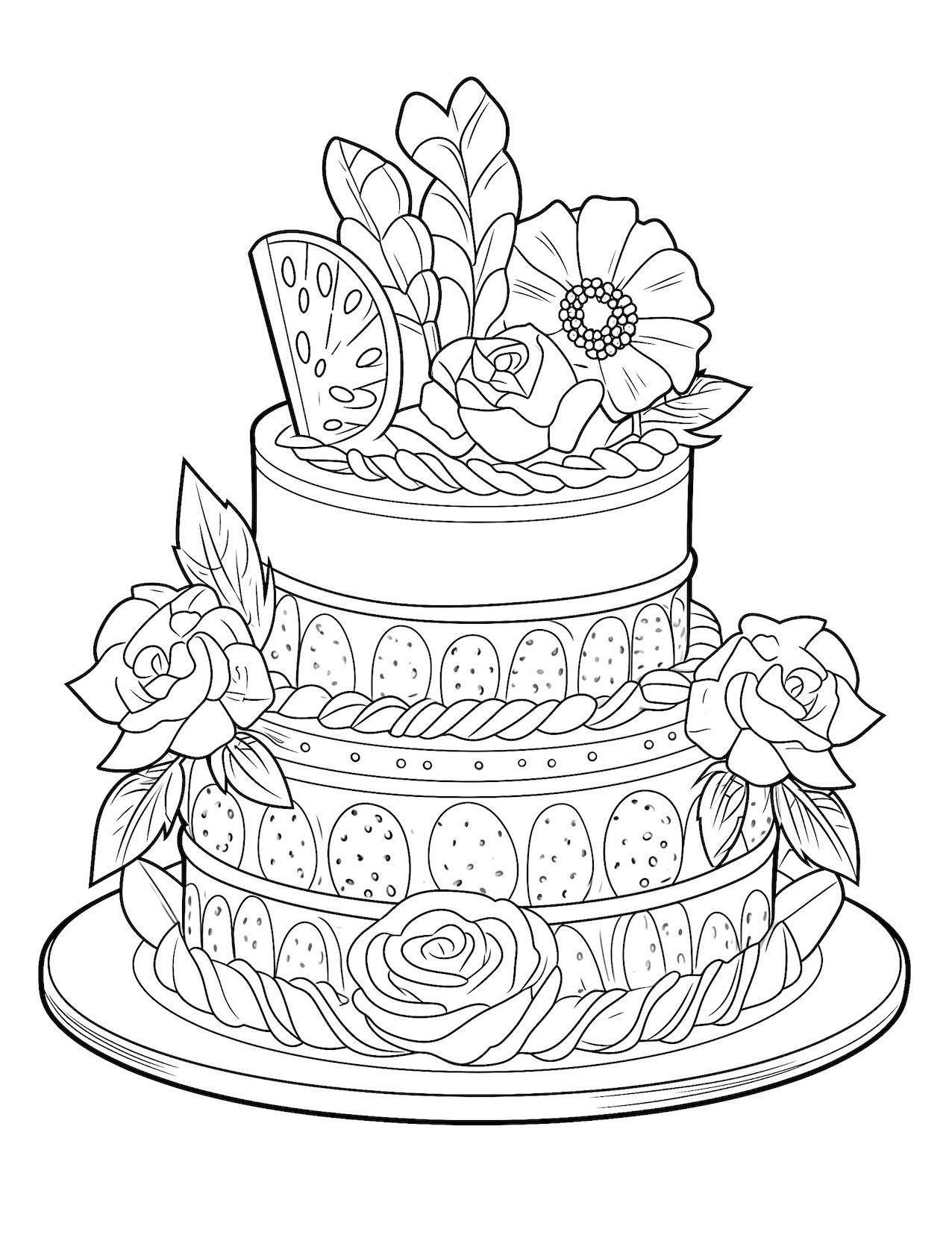 cake colouring in pages