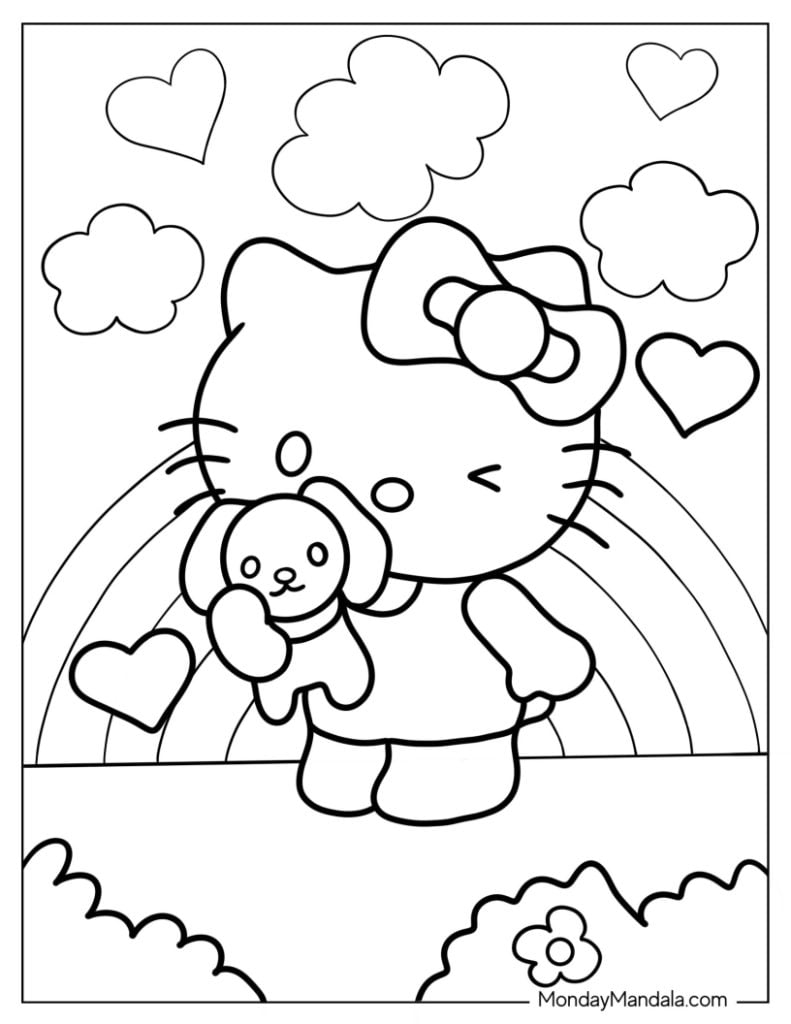 printable coloring sheets hello kitty