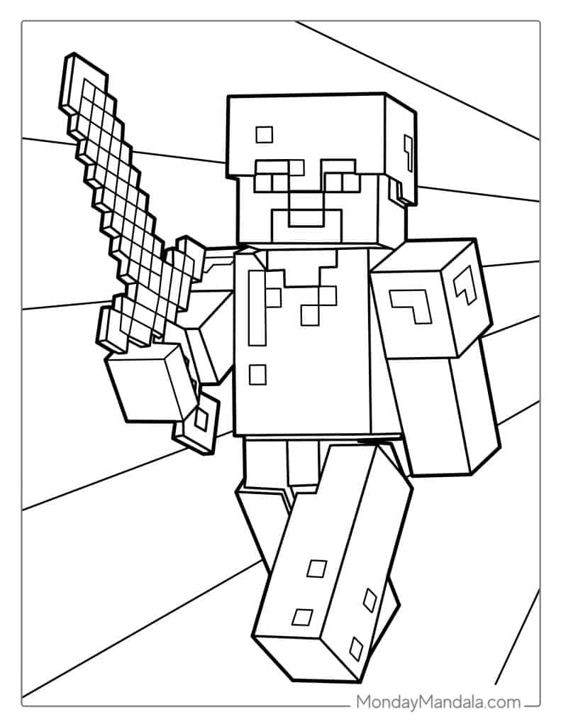 free minecraft colouring pages