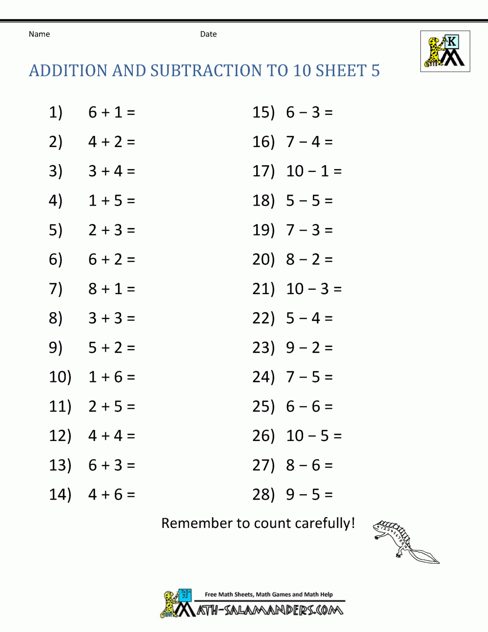 printable math worksheet