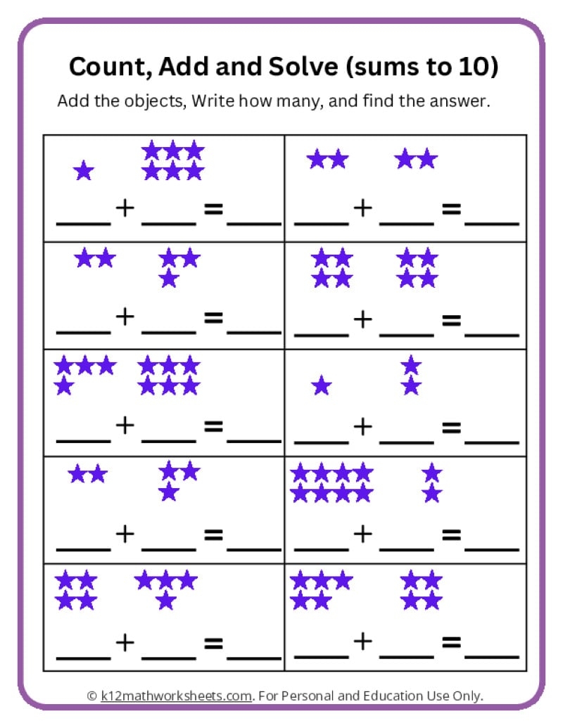 free addition worksheets printable