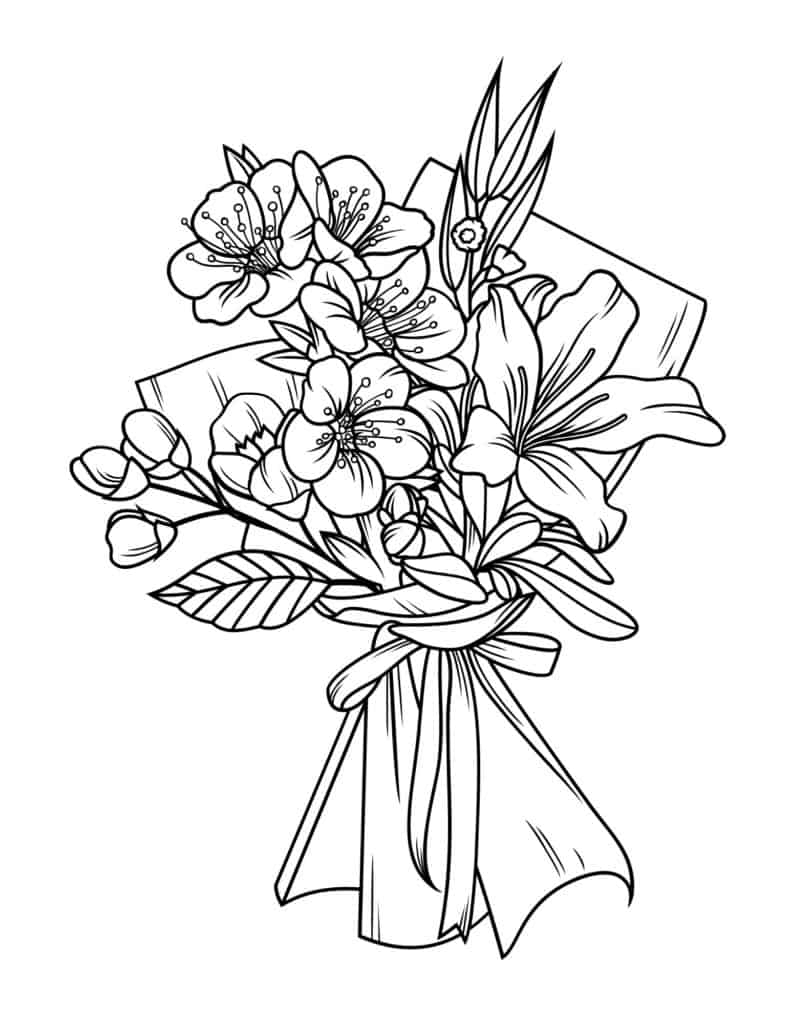 bouquet flowers coloring page bouquet flowers coloring page