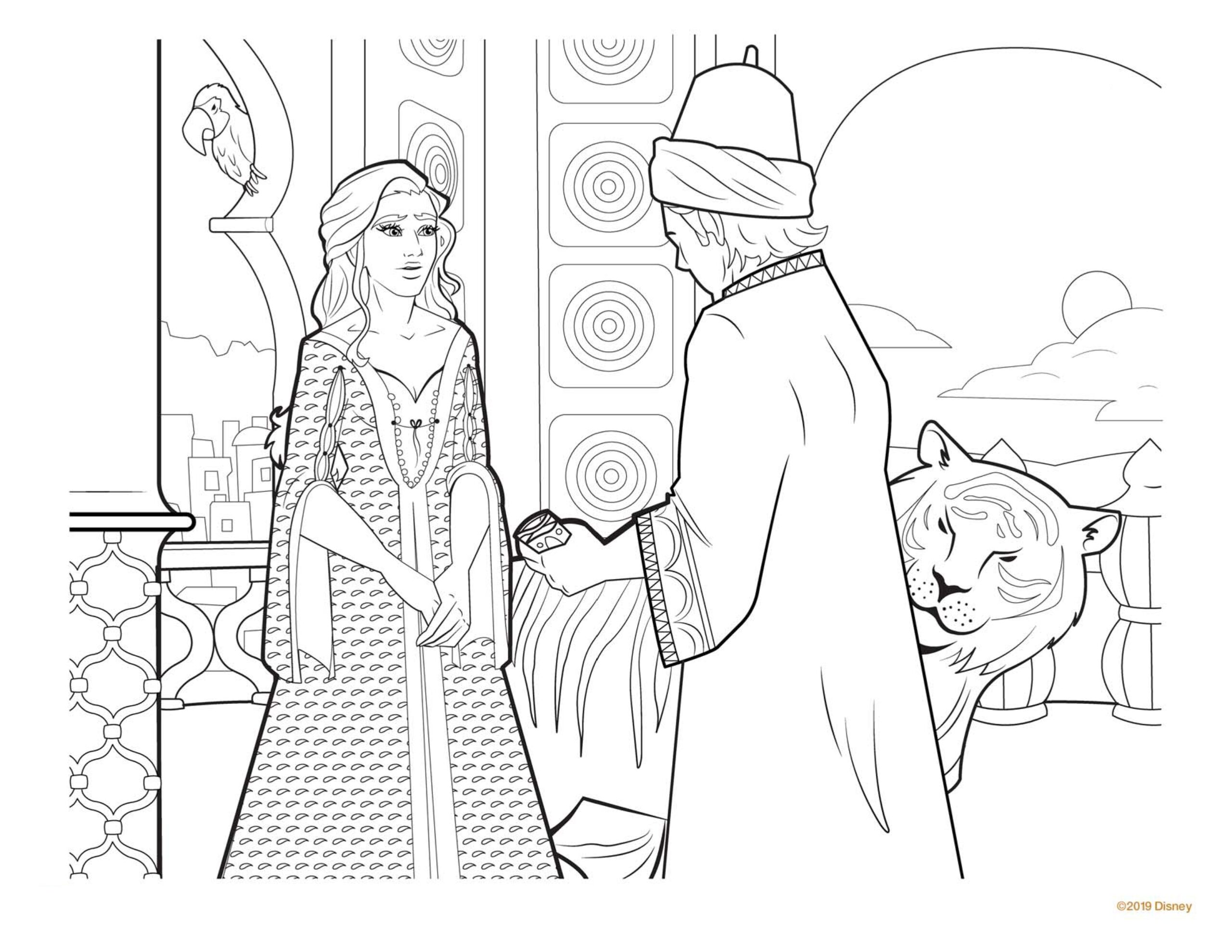 princess jasmine and aladdin coloring pages