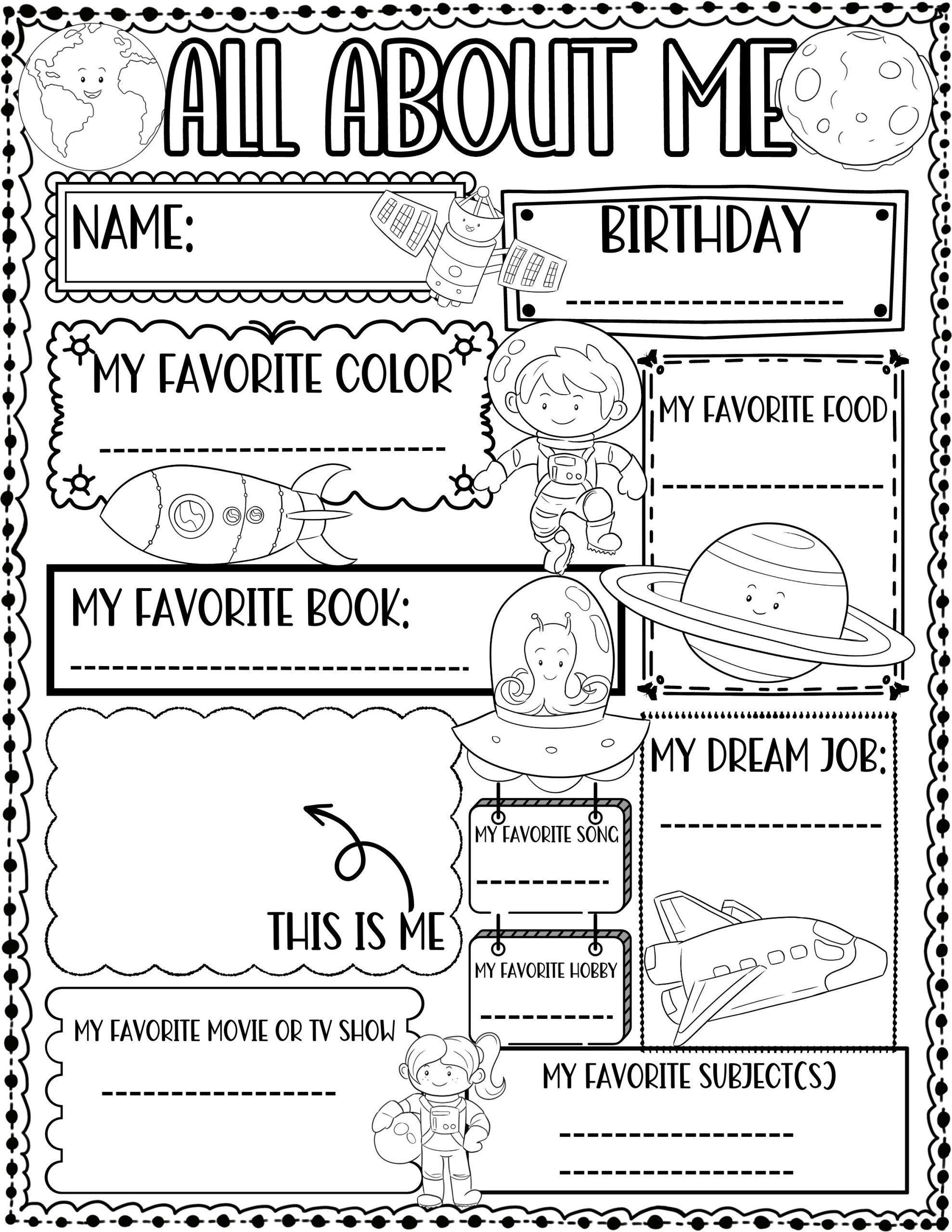 free printable all about me worksheet