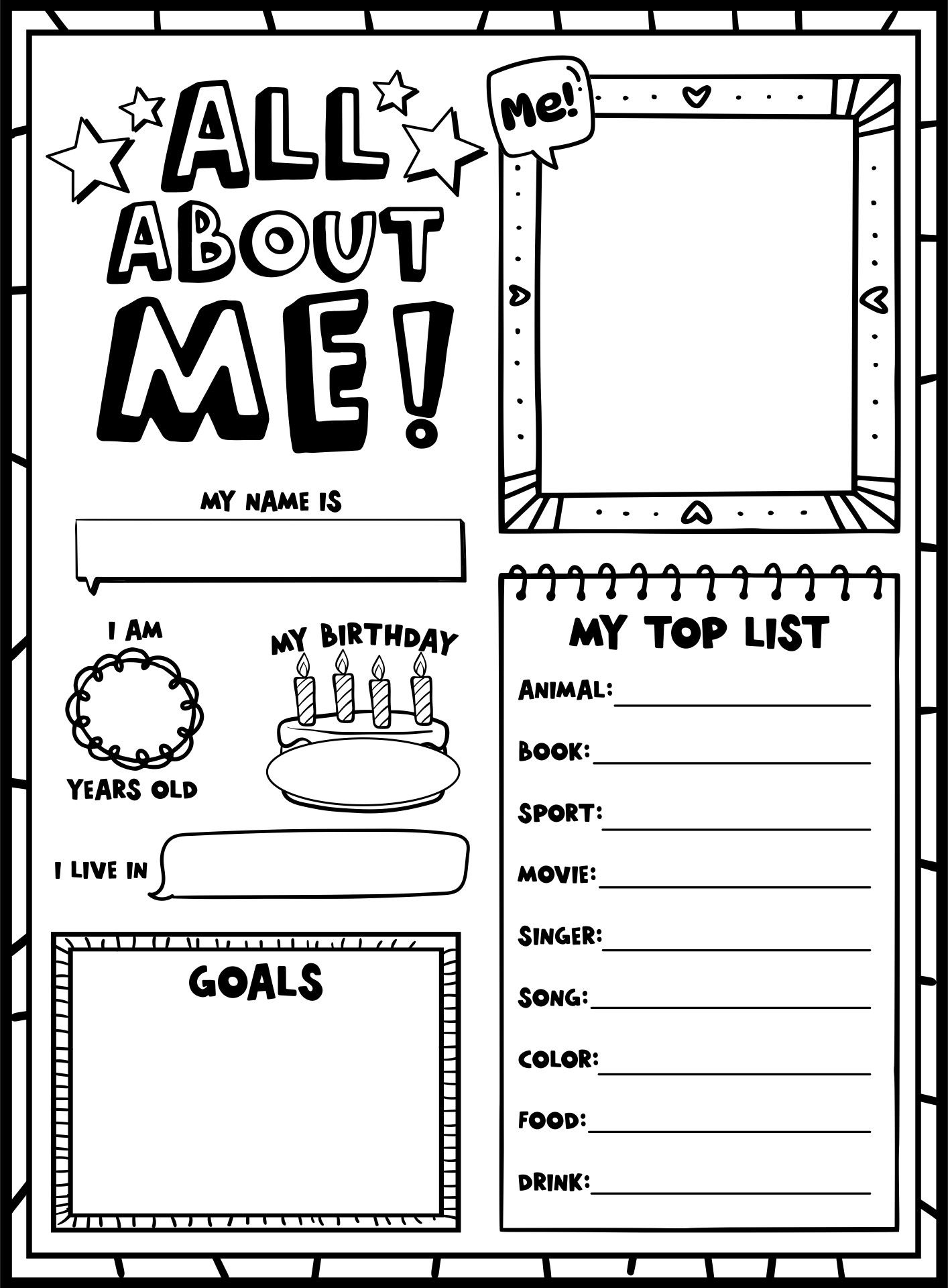 All About Me Worksheets And Templates 50 Free PDF Printables Printablee