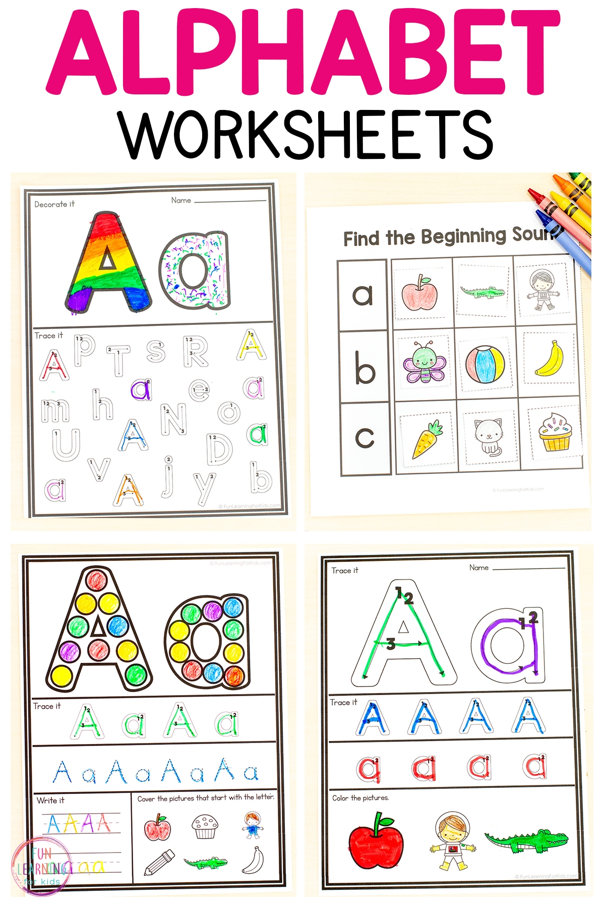 preschool alphabet practice sheets