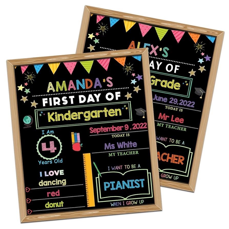 Amazon First Day Of School Sign 14 X 11 Double Sided Reusable First Day Of School Board Back To Schools Supplies For Preschool Kindergarten 1st Grade Last Day Of Schools Sign 