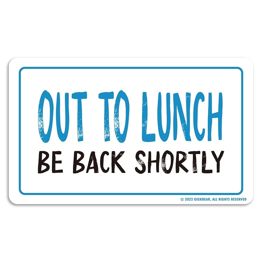 Amazon GEEKBEAR Out To Lunch Sign White Unique Premium Acrylic Design With Rope Visible And Durable Perfect For Business Retail Office And Home Home Kitchen