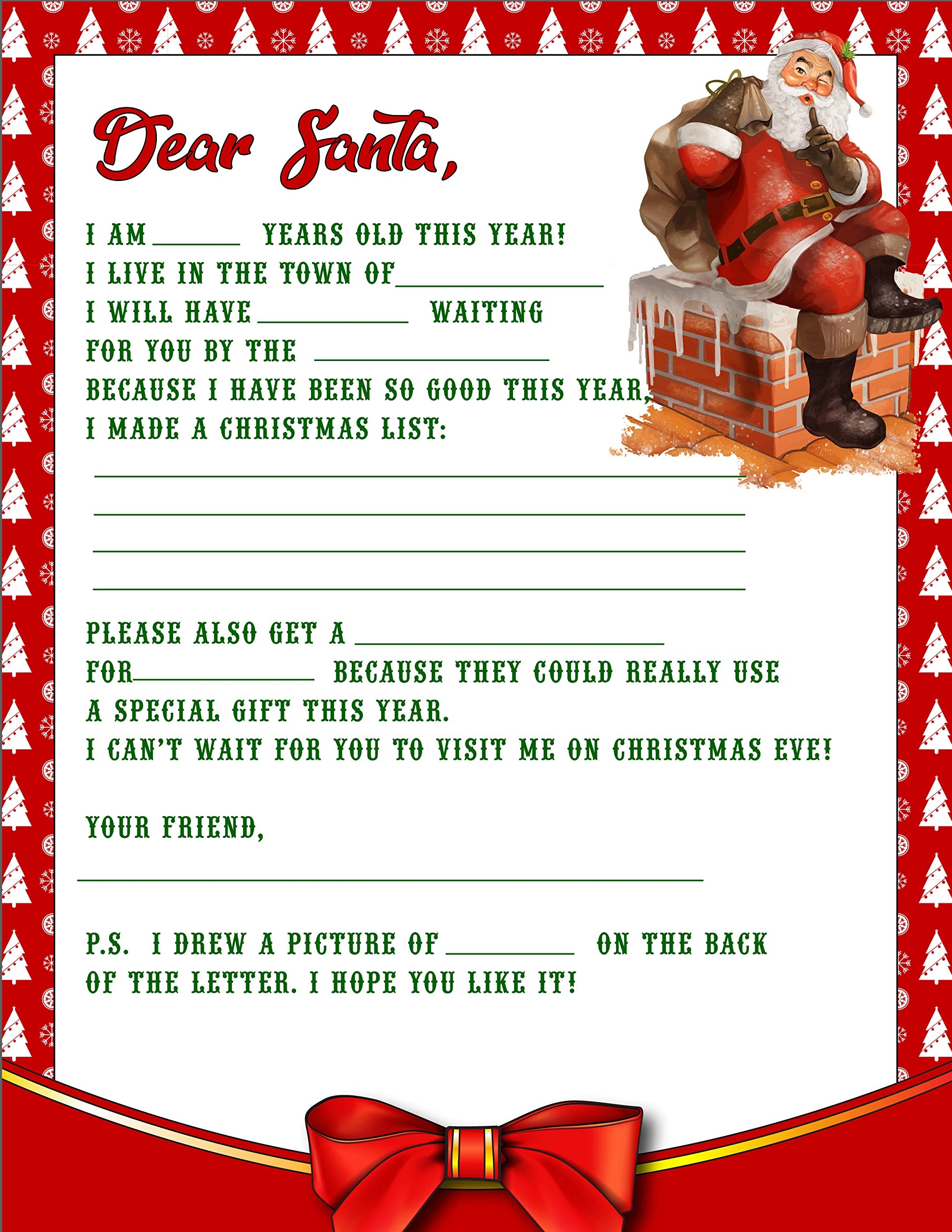 Amazon Letter To Santa From Kids Set Of 30 Papers Wish List Kit For Classroom Or Group Red Arts Crafts Sewing