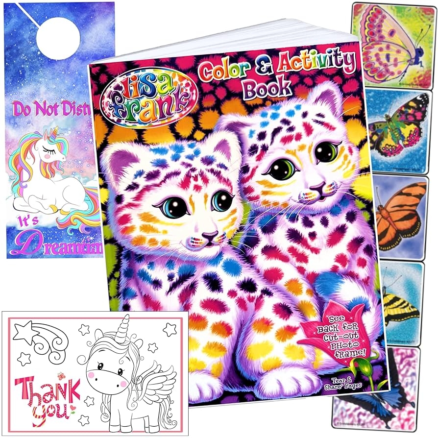 Amazon Lisa Frank Coloring Book And Stickers Activity Set Bundle Includes Lisa Frank Coloring Book Stickers And More Toys Games