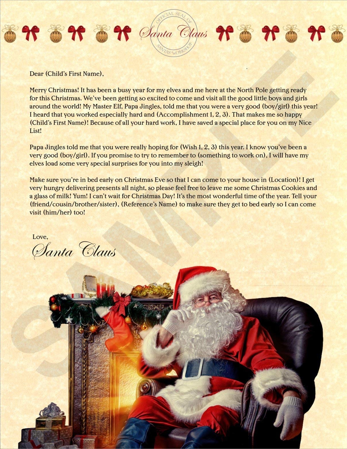 Amazon North Pole Letters Personalized Christmas Letter From Santa Claus Custom Letter From Santa For Kids Mailed To Your Child From The North Pole Home Kitchen