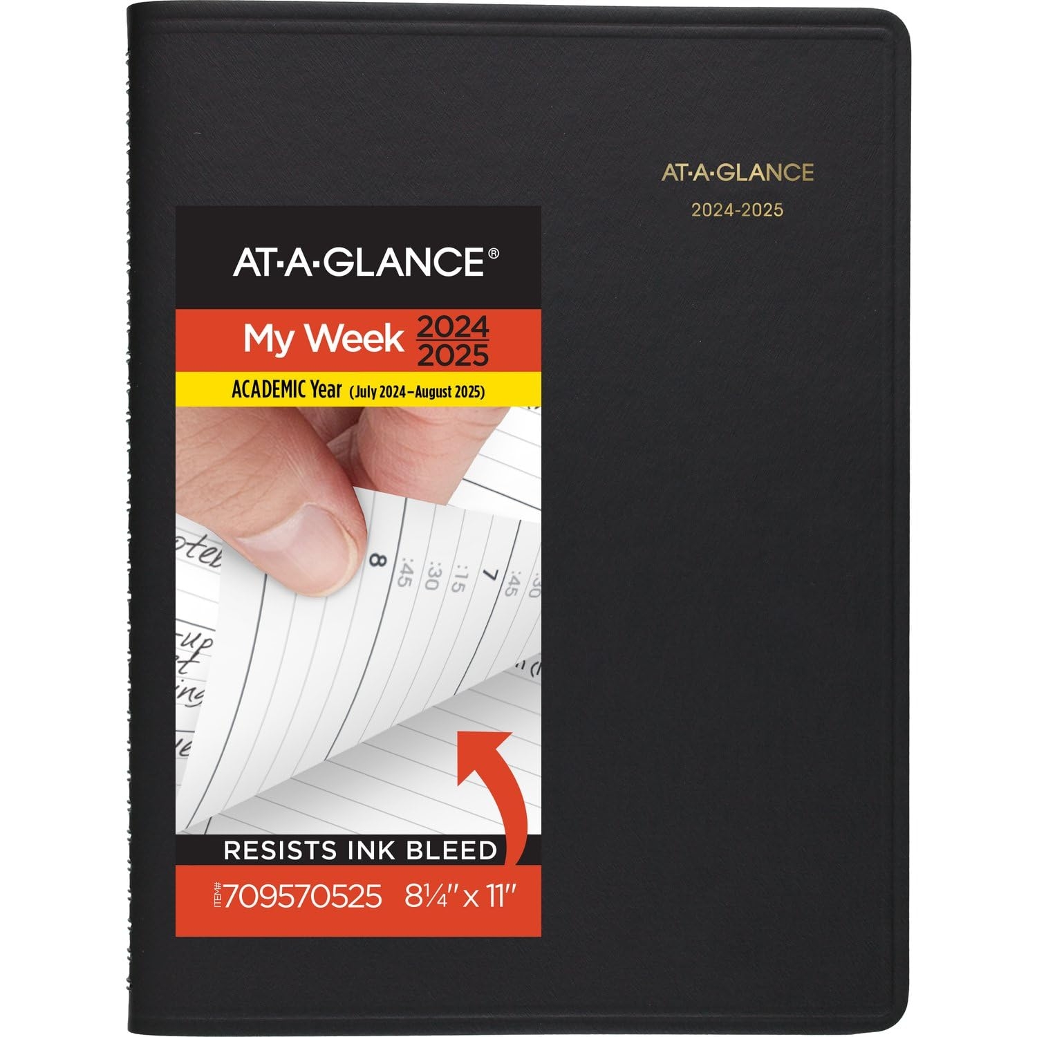 AT A GLANCE Planner 2024 2025 Academic Weekly Planner Quarter Hour Diary 8 5 X 11 Flexible Cover Black 7095705 Amazon de Stationery Office Supplies