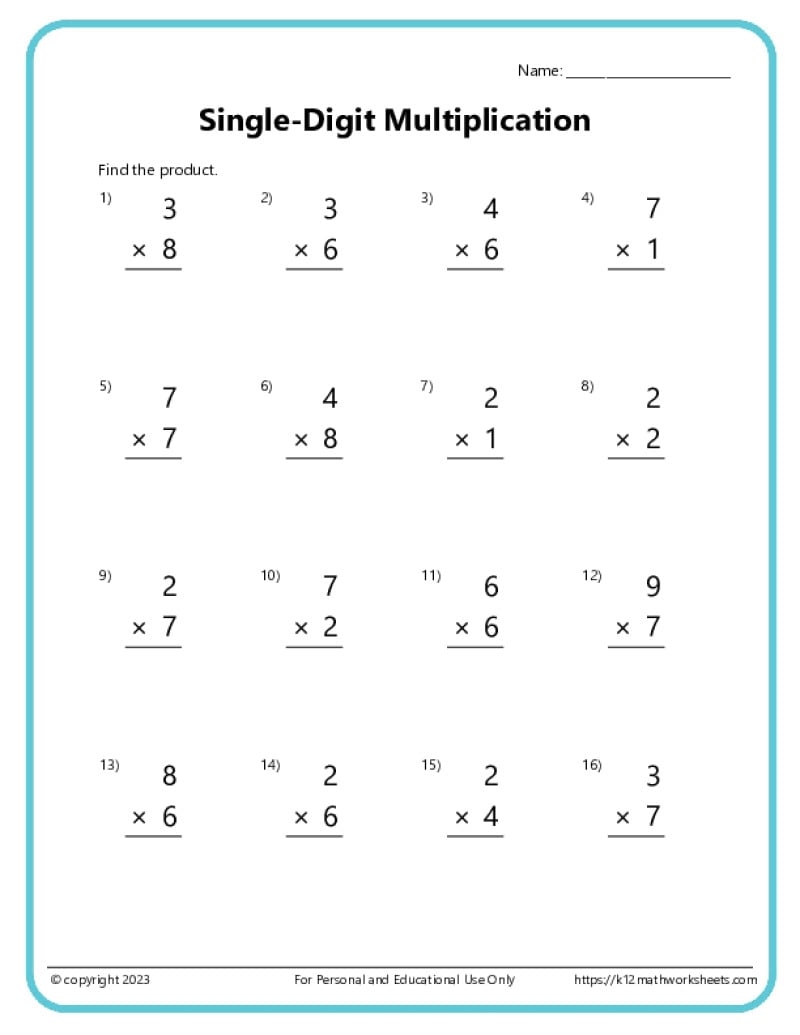 multiplication worksheets printable free