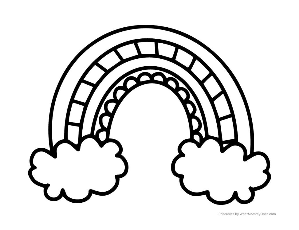Beautiful Rainbow Coloring Page With Clouds Free To Print Crafty Creative Mama