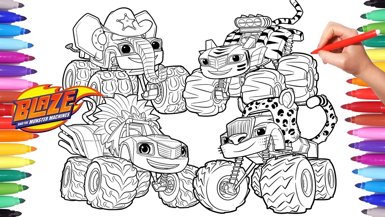 Blaze Monster Wild Wheels Coloring Pages Blaze And The Monster Machines Coloring Book For Kids YouTube