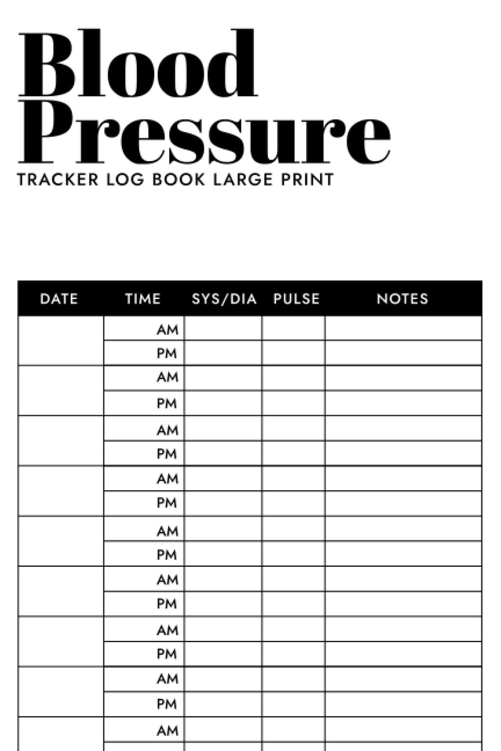 printable blood pressure log