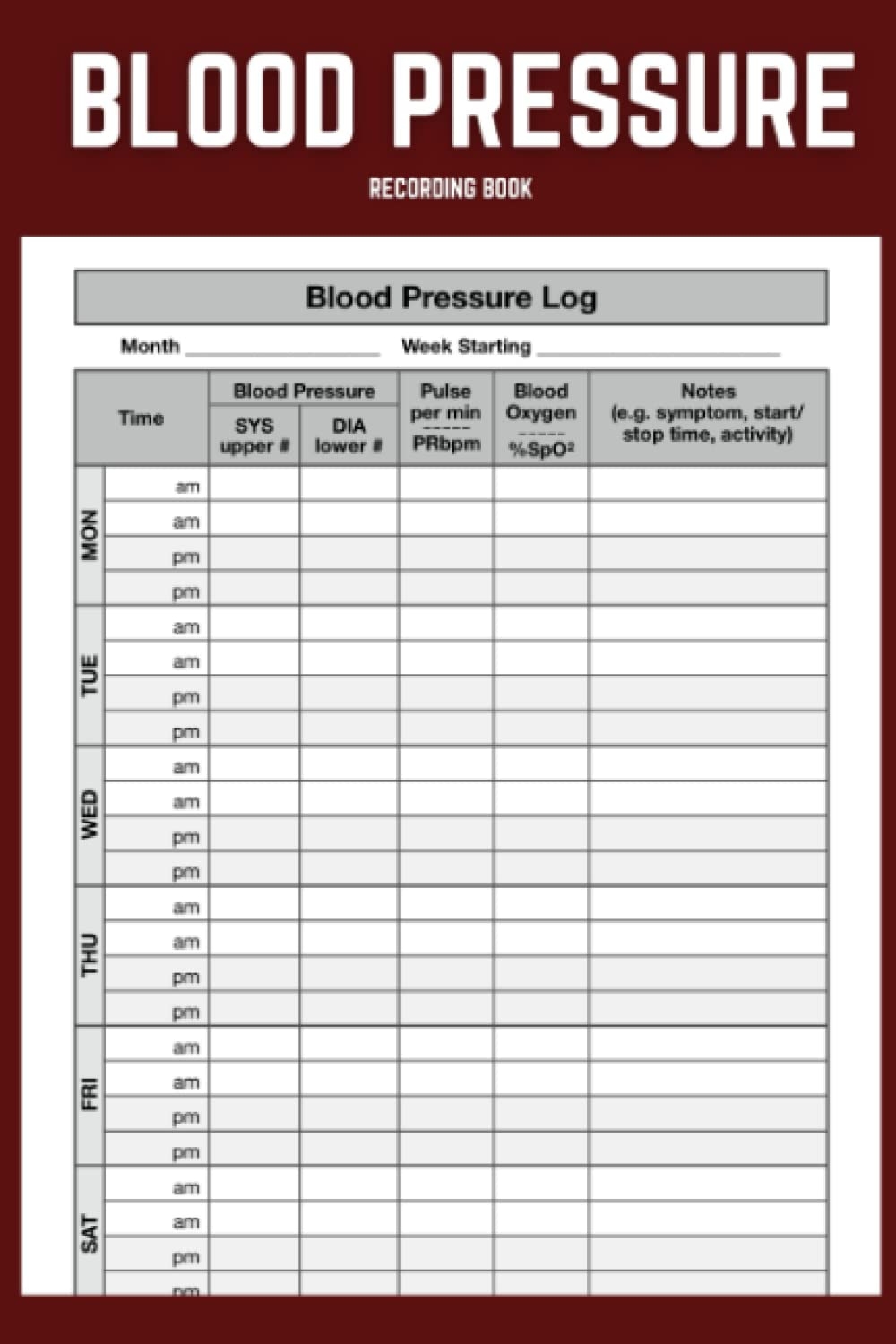 blood pressure log sheet