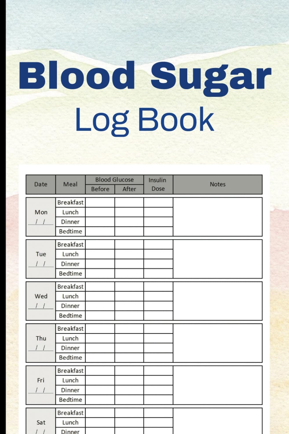 Blood Sugar Log Book Glucose Insulin And Medication Record Book 2 Years Tracking Books LH Amazon de Books