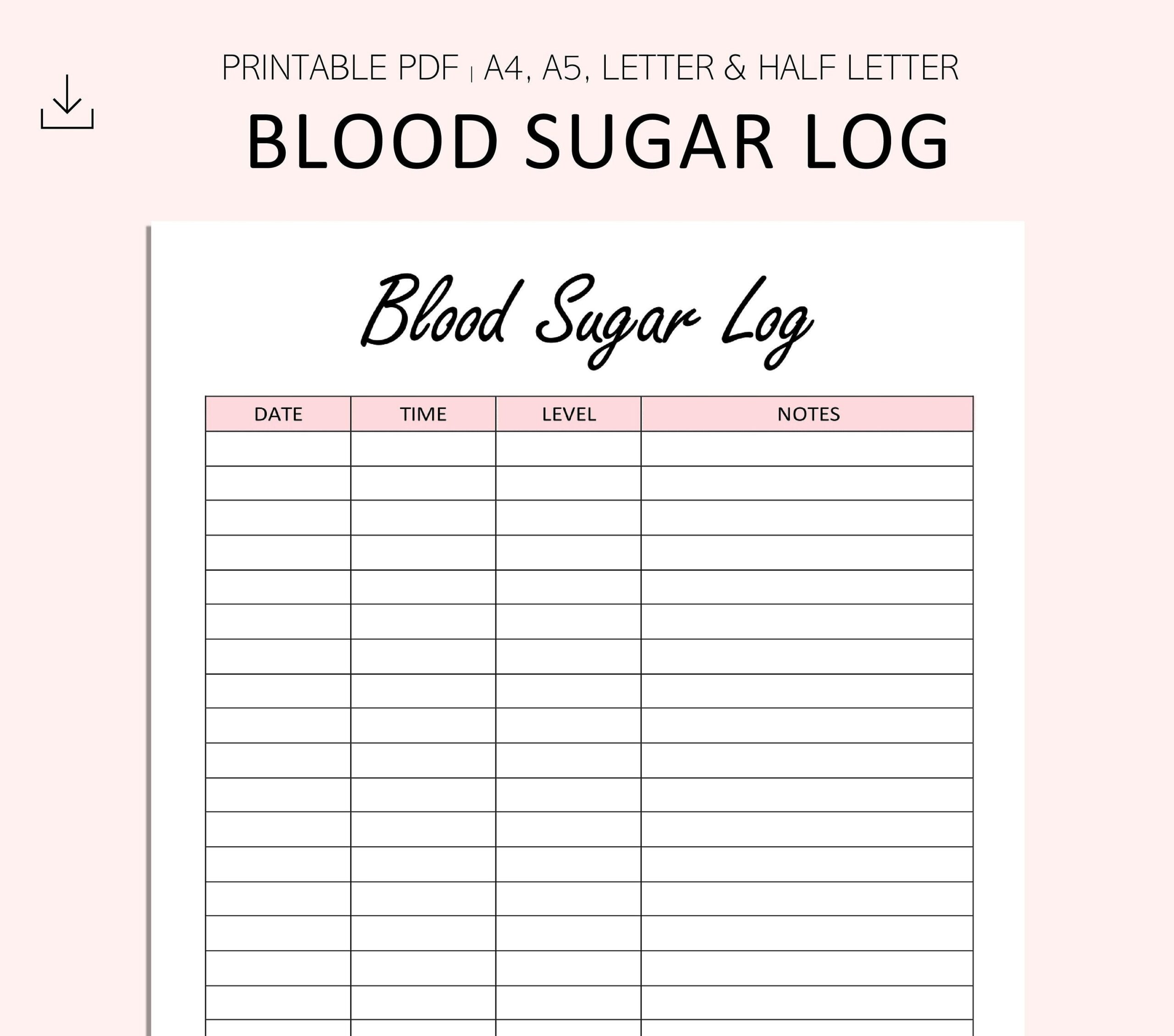 printable blood glucose chart